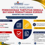 Permohonan Tuntutan Semula bayaran pendaftaran kursus Semester 2 20252026