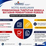 Notis Tuntutan Semula bayaran pendaftaran kursus Antarsesi 20252026