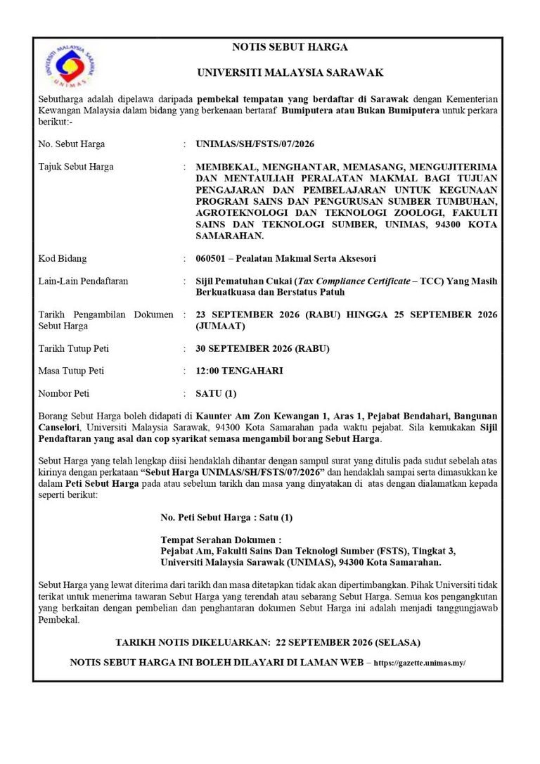 UNIMAS SH FSTS 07 2026
