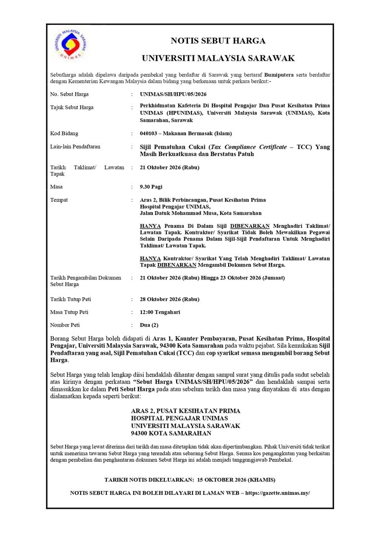UNIMAS SH HPU 05 2026